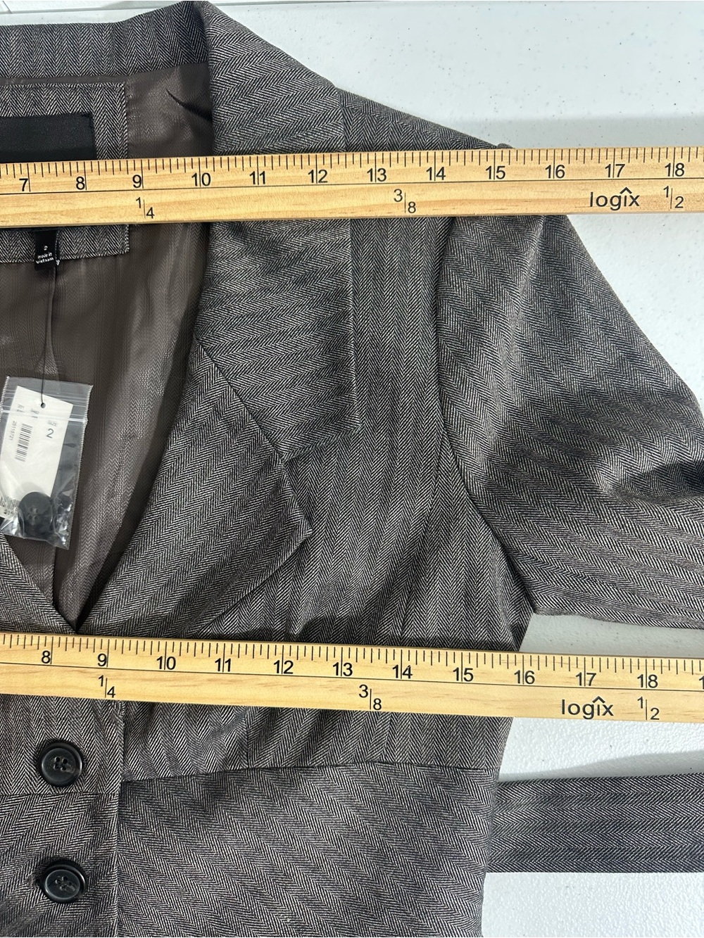 NWT The Limited Wz 2 Womens Blazer Herringbone Belted Brown 3 Button Stretch - Picture 12 of 15